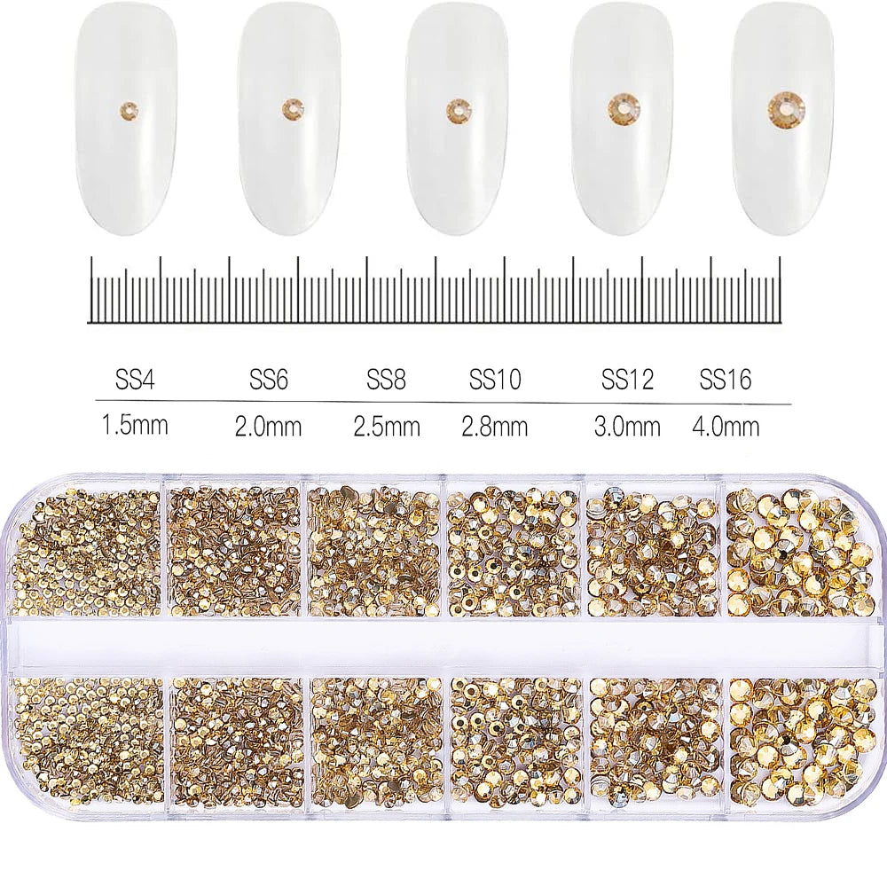 12Grids Pink Mixed Nail Rhinestones Luxury Nail Charms Glitter Crystal Jewelry Gems additional angle