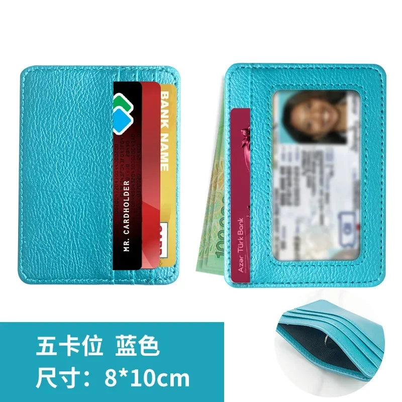Thin PU Leather Mini Wallet | Slim Bank Credit Card Holder for Men close-up view