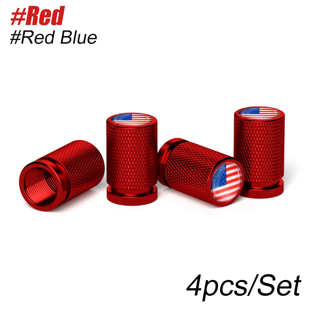 America National Flag Valve Stem Caps 4 Pcs