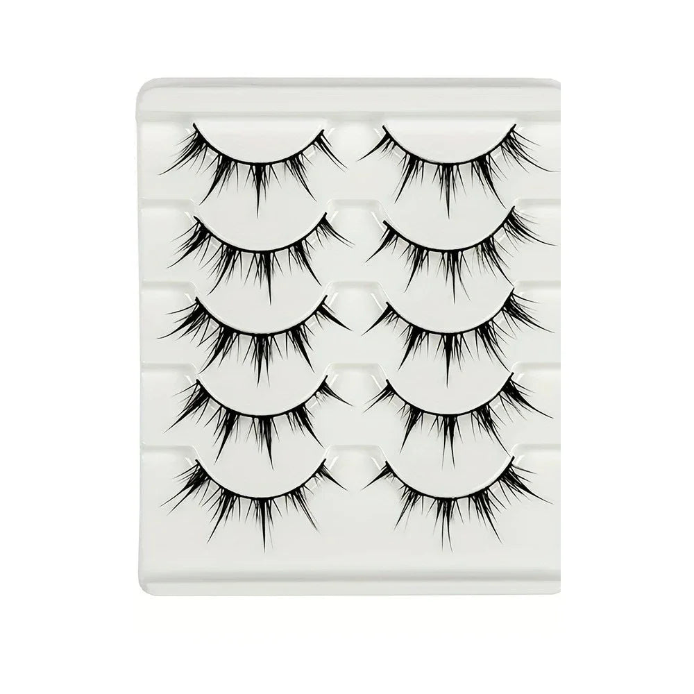 Anime-Inspired False Eyelashes | 5 Pairs Cartoon Eye Faux Lashes for Dramatic Demon S alternate view
