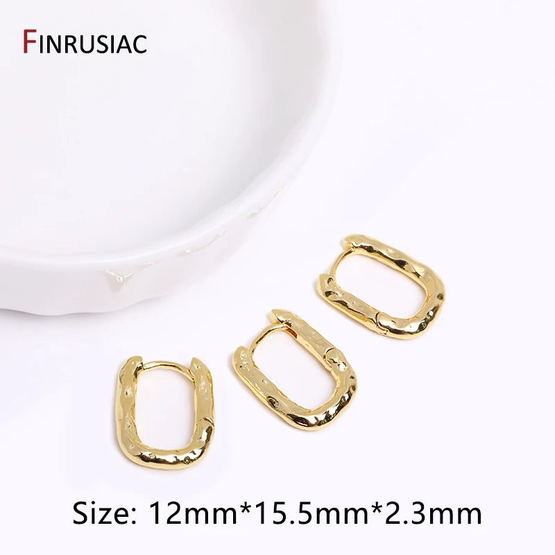Gold Plated Brass Simple Hoop Earrings High Quality Women Earrings, Inlaid Zircon Trendy detail view