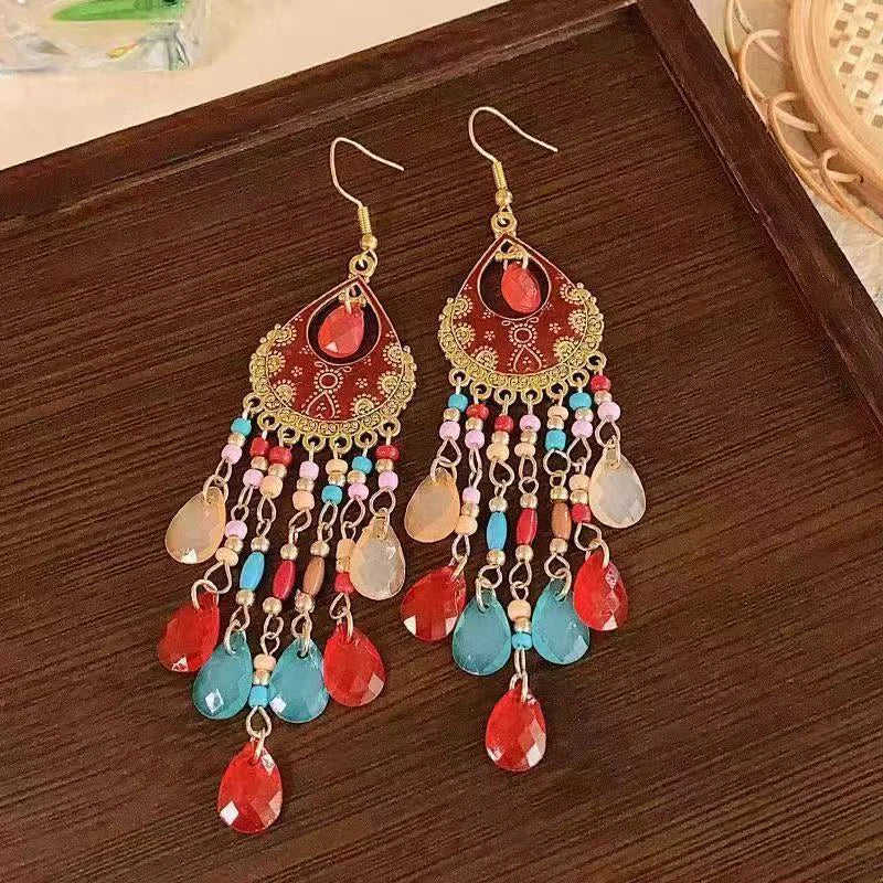 Cute Summer Flower Earrings Handmade Vacation Bohemian Earrings Exaggerated Beach Wom lifestyle view