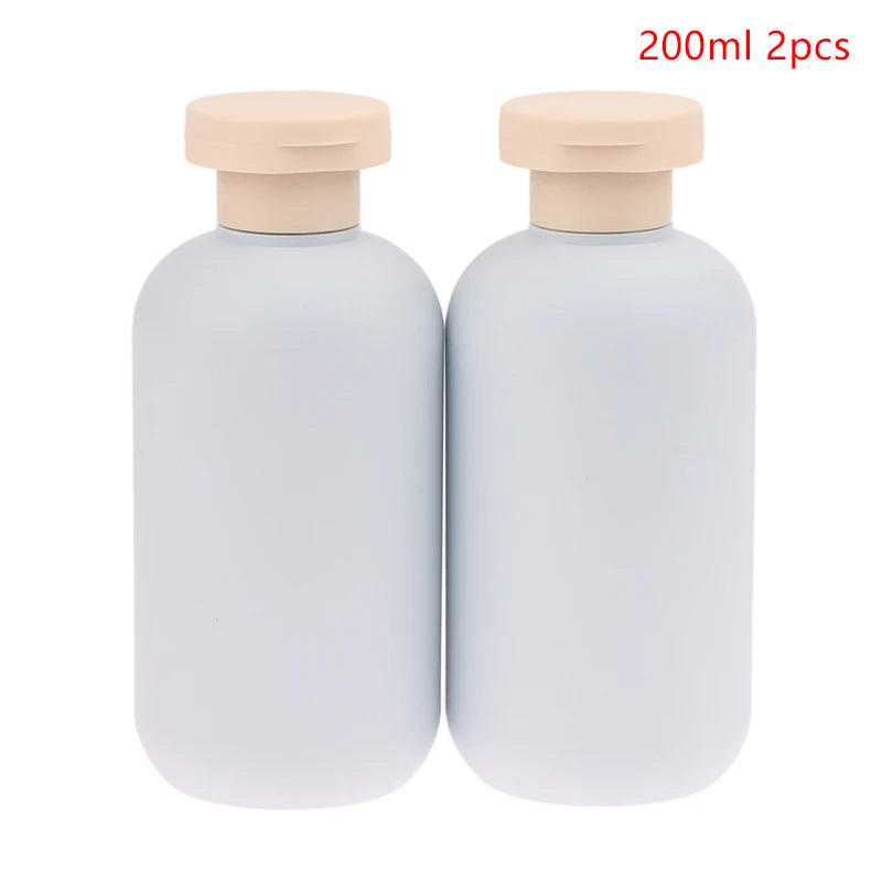 2Pcs 100/200ml Blue Green Pink Empty Plastic Pump Lotion Shampoo Bottle Flip Cap Bottle detail view