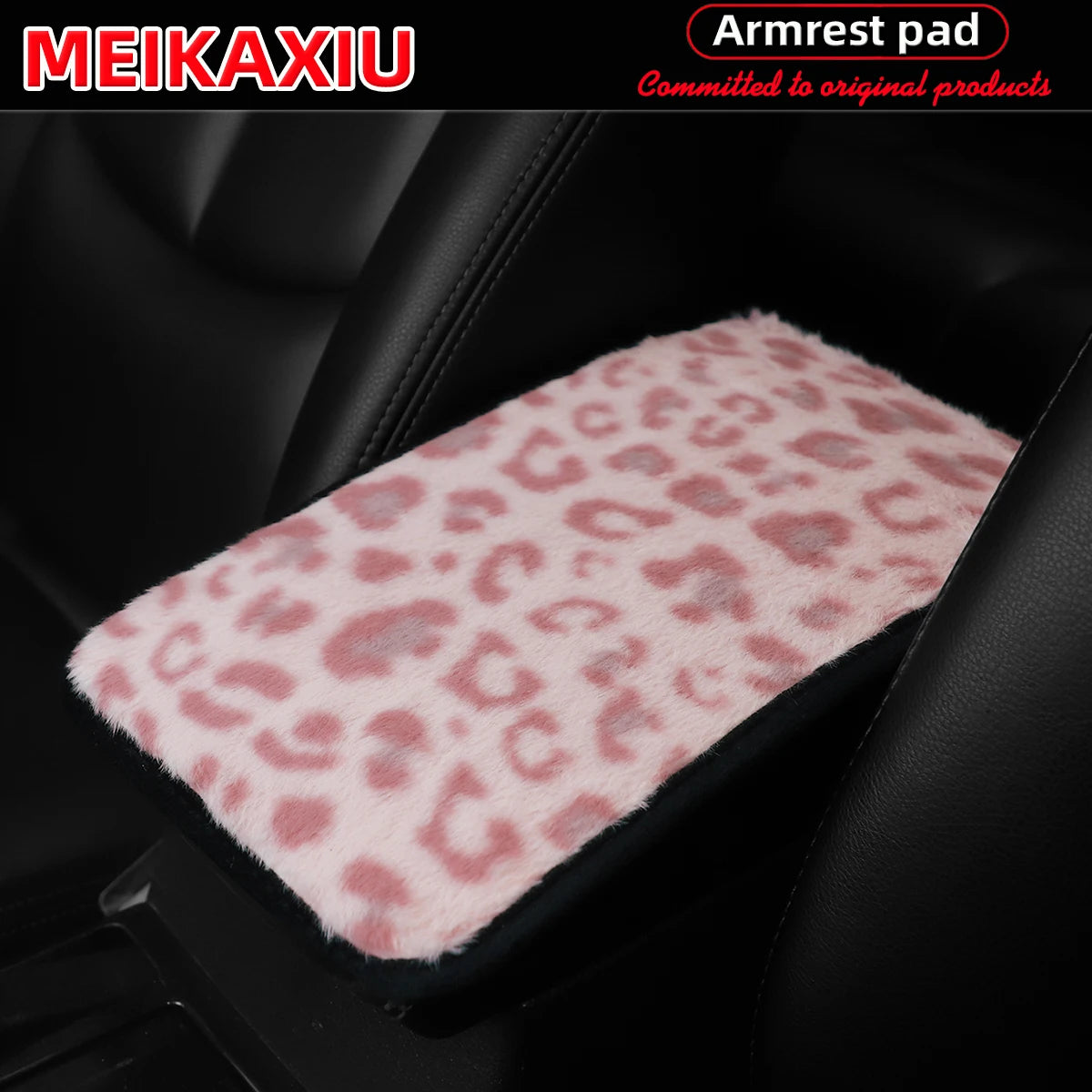 Artificial Rabbit Fur Leopard Print Car Armrest Pad lifestyle view