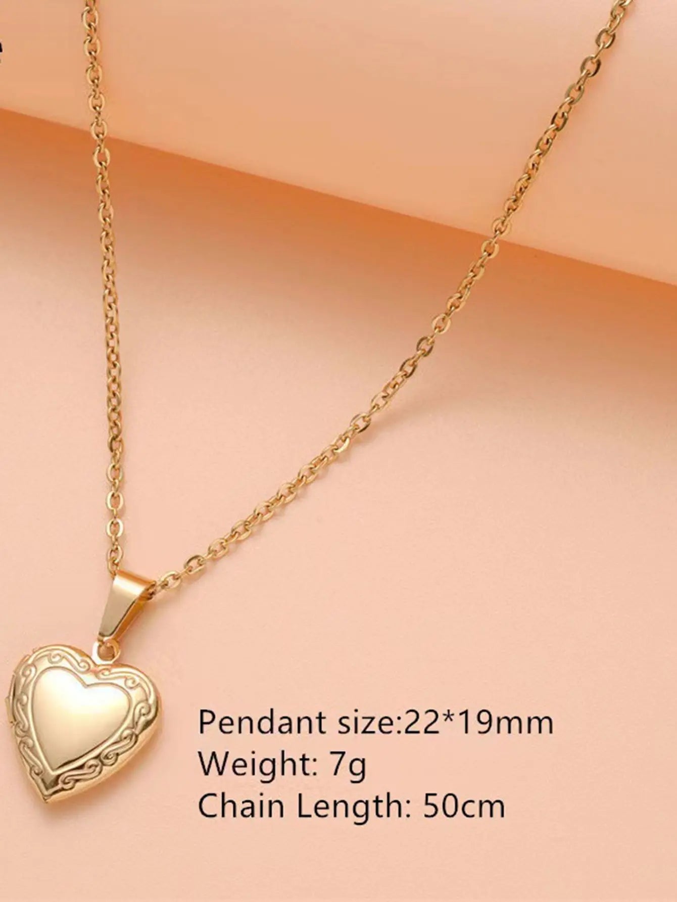 Vintage Carved Heart Photo Box Necklace, Gold-Plated Openable Heart Pendant, Fine Cha lifestyle view