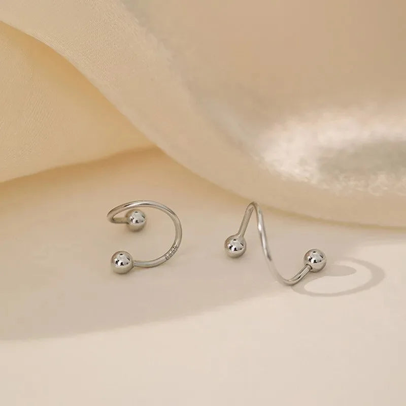 2pcs Stainless Steel Spiral Twisted Stud Earrings | Heart and Star Cartilage Jewelry S close-up view