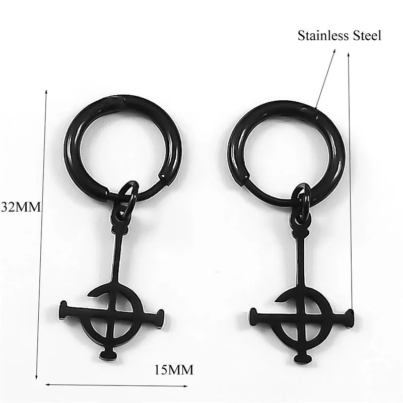 Goth Ghost BC Nameless Dangle Earrings | Stainless Steel Ghoul Band Jewelry lifestyle view