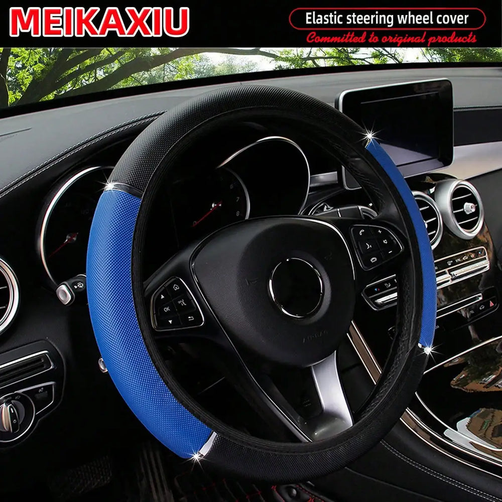 Shiny PU Leather Metal Stretchable Steering Wheel Cover for Women Car Decoration Riml alternate view
