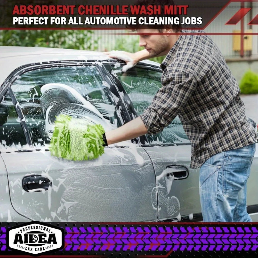 Microfiber Car Wash Gloves Set Scratch Free Lint Free