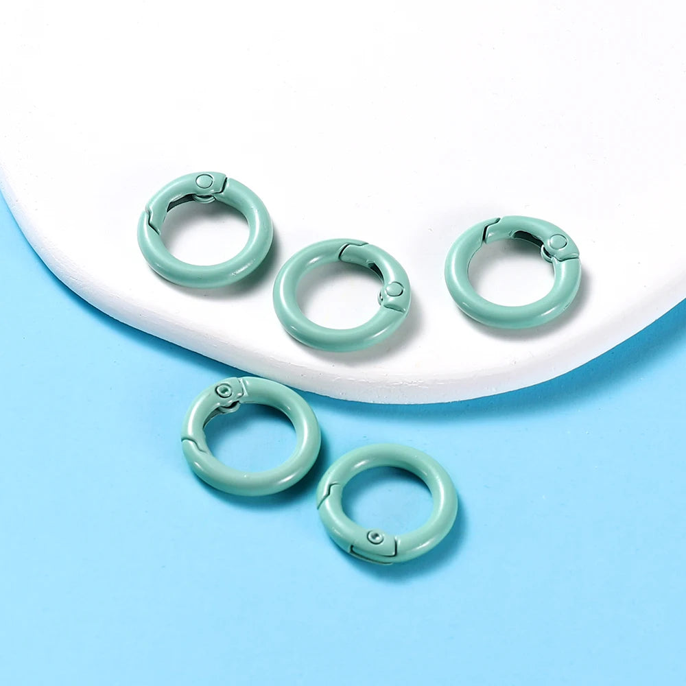 Ring Spring Clasp Openable Round Carabiner Keychain Clips Hook Dog Chain Jewelry Bu additional angle