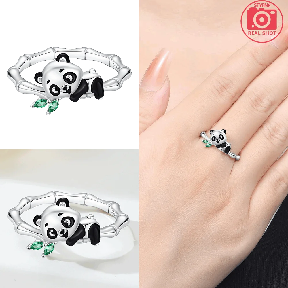 Original Romantic Heart-shaped White Zircon Shell Bowknot Rings 925 Sterling Silver Wome detail view