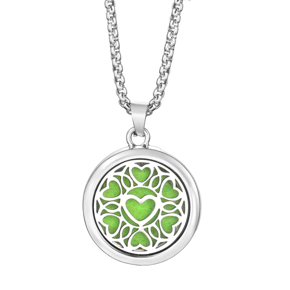 20mm Pattern Insert Perfume Pad Locket Necklace | Stainless Steel Aromatherapy Pendan lifestyle view