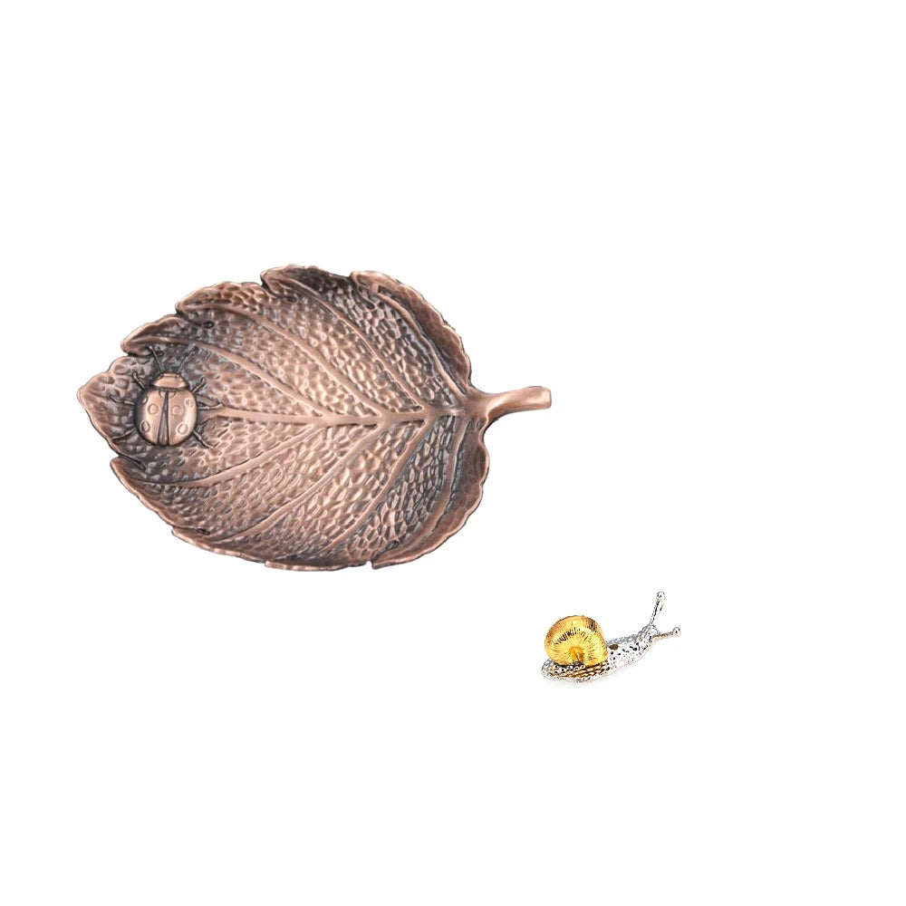 Leaf Snail Incense Burner | Antique Metal Incense Plate for Living Room lifestyle view