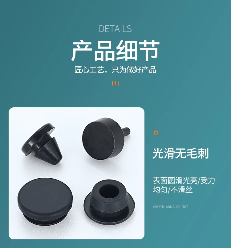 Solid Silicone Rubber Caps 2mm to 16mm T Type Plug Cover Snap-on Gasket Blanking En additional angle