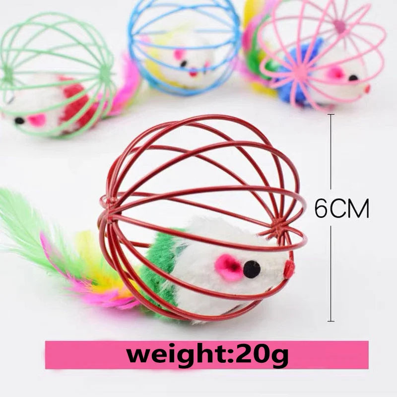 Popular Colorful Mouse in Cage Cat Toy Within Sand Interactive Chase Cat Mouse Toy detail view