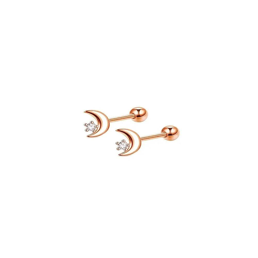 1/7Pairs Stainless Steel Unisex Cartilage Stud Earrings,Inlay Cubic Zirconia Hypoal additional angle