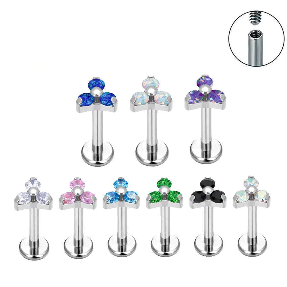 ASTM F136 Titanium Nose Piercing Petal Earrings For Women Labret Lip Rings Goth Ear T alternate view