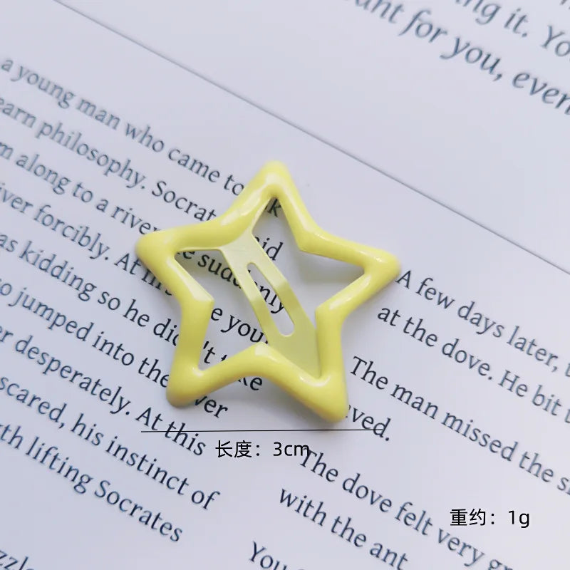 10pcs Colorful Star BB Hair Clips Girls Y2K Cute Star Barrettes Women Simple Metal Sna close-up view