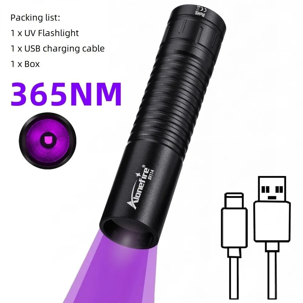 365/395nm UV Flashlight Rechargeable | Mini Ultraviolet Detection Light for Pets, Mon alternate view