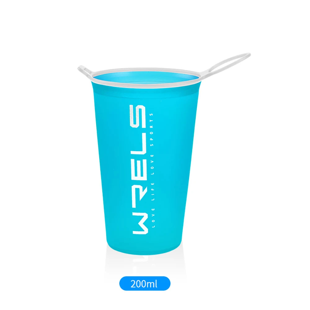 WRELS 200ml Sports Water Bottle Folding Portable Drinking Mugs BPA Free Soft Water Cup close-up view