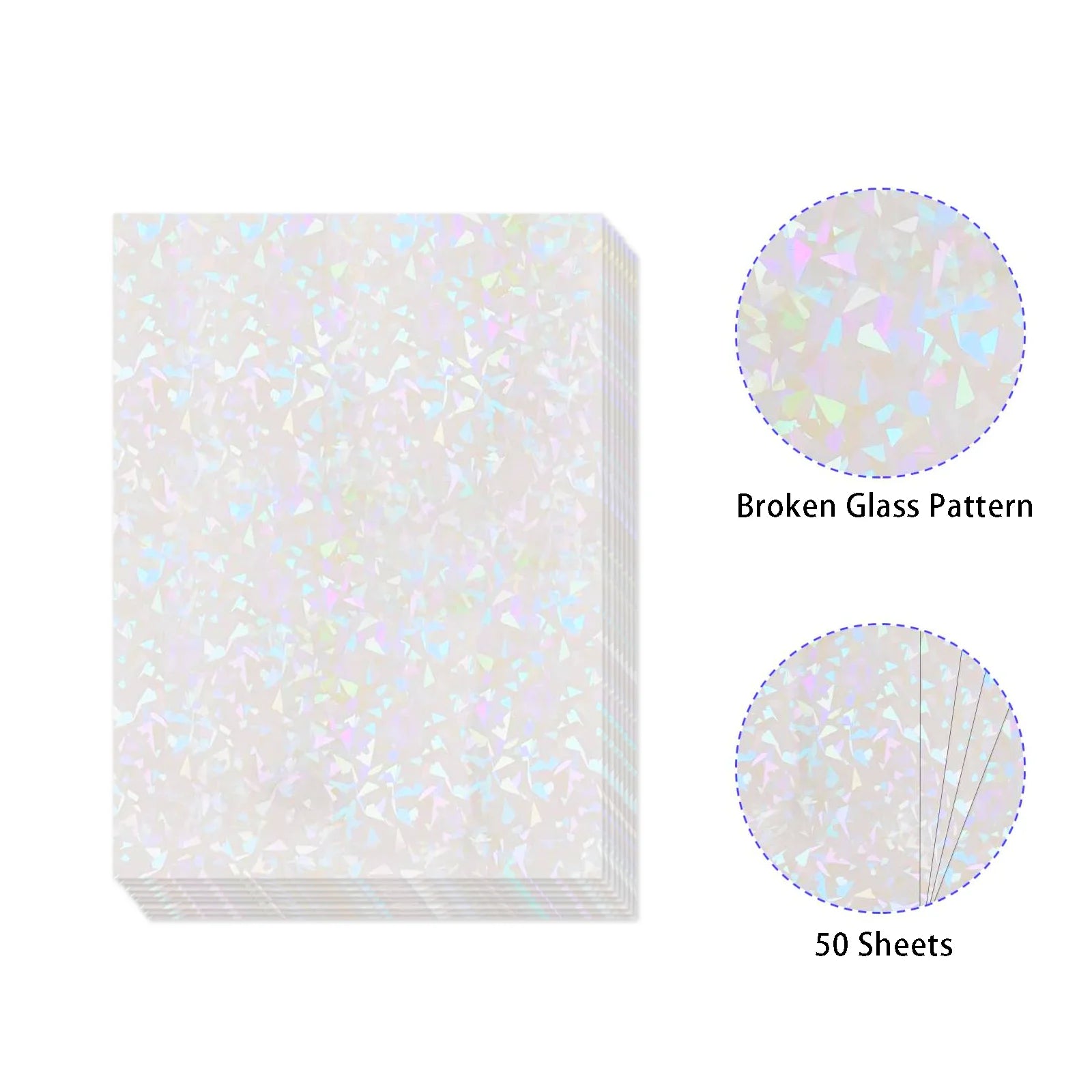 50 Sheets Holographic Cold Lamination Film | Clear Self-Adhesive Waterproof Overlay close-up view