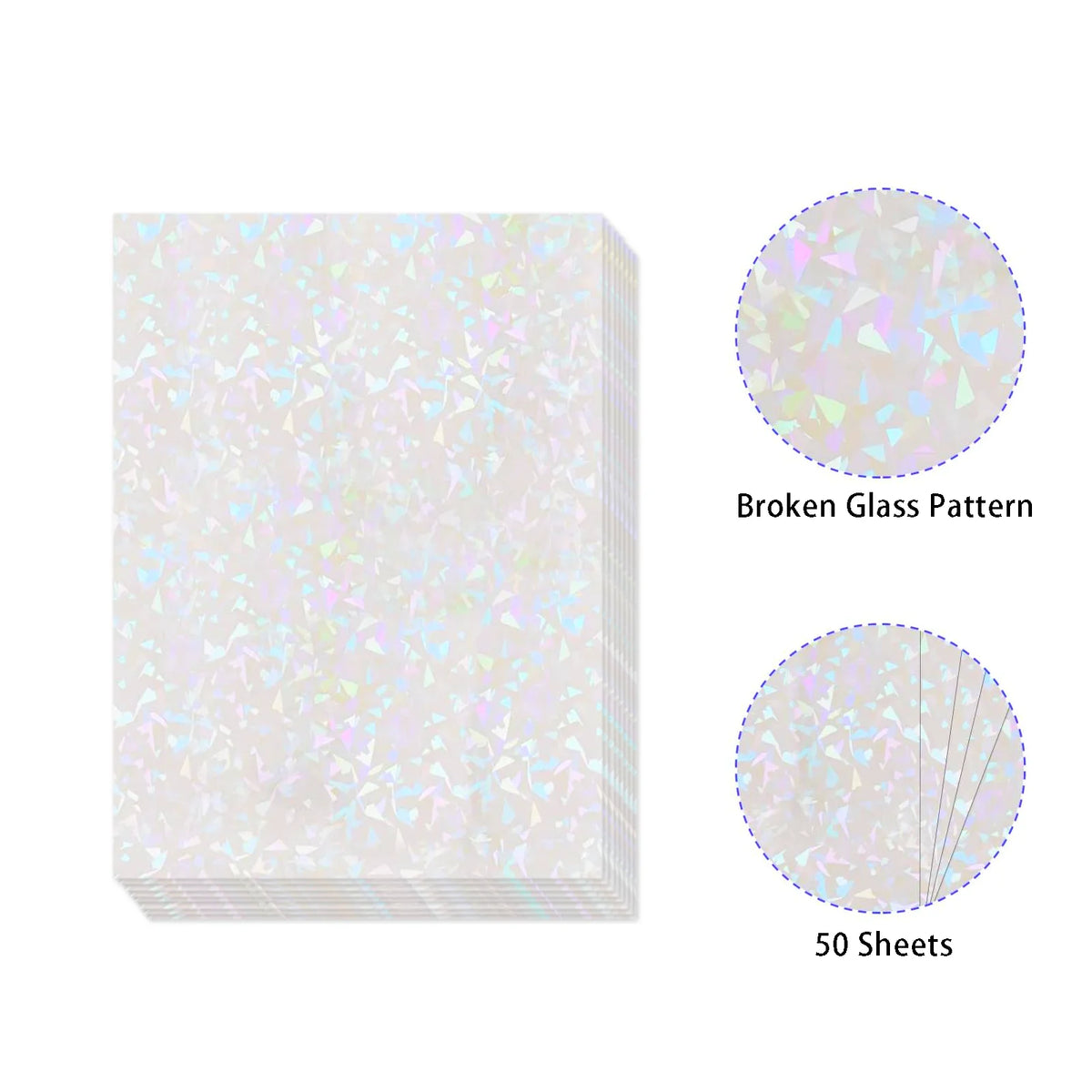50 Sheets Holographic Cold Lamination Film | Clear Self-Adhesive Waterproof Overlay close-up view