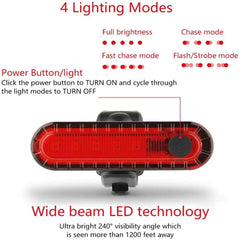 Rear Bike Tail Light USB Rechargeable Ultra Bright Taillights Fit On Bicycle Easy to Install for Cycling Safety Bicycle Light