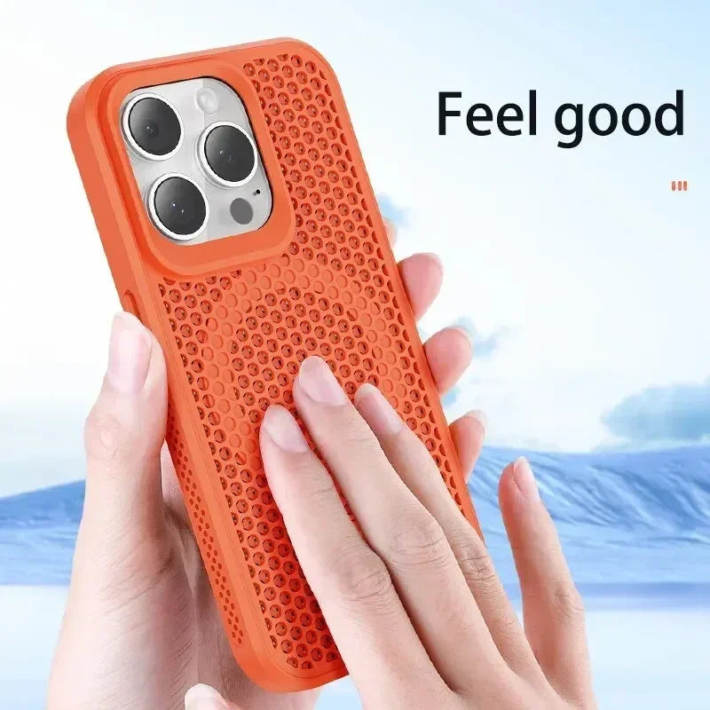 Cooling Heat Dissipation Phone Case For iPhone 17 18 16 15 14 13 12 11 Pro Max Breath lifestyle view