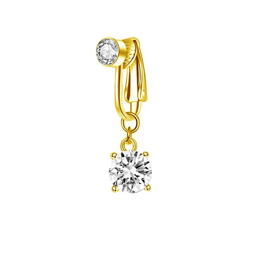 Clip On Belly Button Ring Butterfly Copper Zircon Pink Fake Belly Piercing Umbilica additional angle