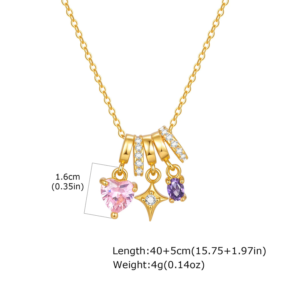 Charms Heart Pendant Necklace for Women, Golden Stainless Steel OT Toggle Necklace, La close-up view