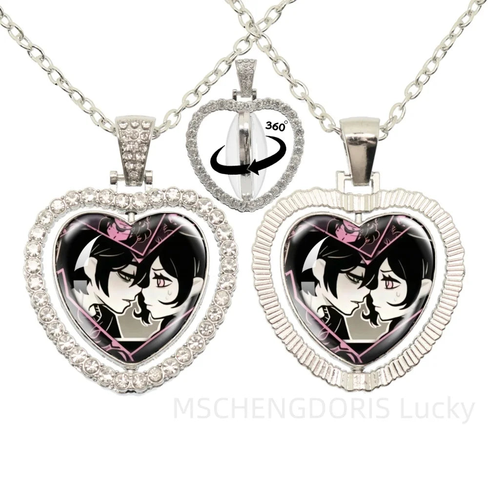 The Coffin Of Andy And Leyley Cosplay Necklace | Double Sided Glass Cabochon Heart Pe lifestyle view
