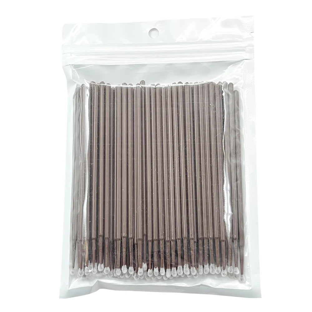 100PCS Micro Swab Applicator Eyelash Cleaning Brush Lash Extension Micro Brushes Cotton Swab Individual Eyelashes Removing Tool