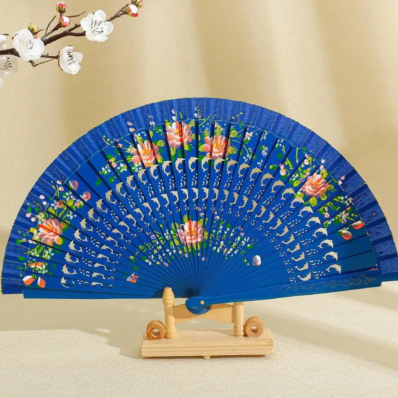 Folding Fan for Dancing and Decoration | Spanish Hand Crafted Wood Fan additional angle