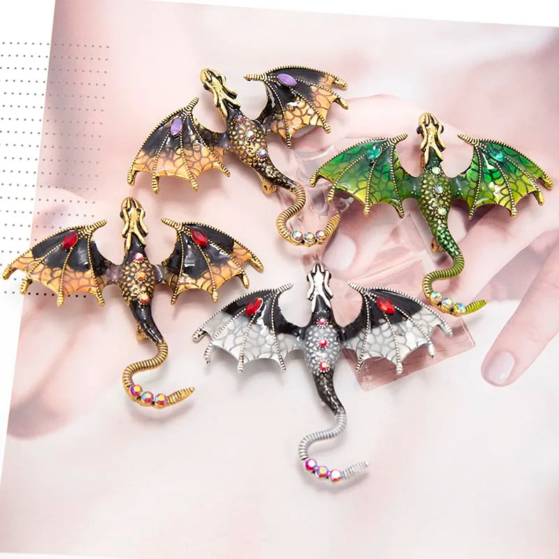 Colorful Hand Drawn Dragon Brooch Lapel Pin