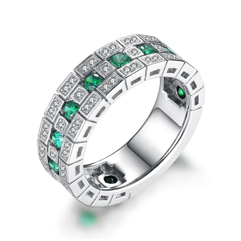 925 Sterling Silver Ring Set with Zircon Crystal Rings for Women's Glamour Jewelry En lifestyle view