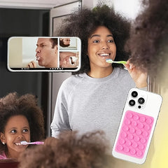 2PCS Silicone Suction Phone Holder Mat Multi-functional Suction Cup Phone Stand Square close-up view