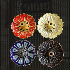 1 Pcs 9-Hole Copper Incense Holder Mini Lotus Flower Incense Sticks Burner Cones Censer Teahouse Hom