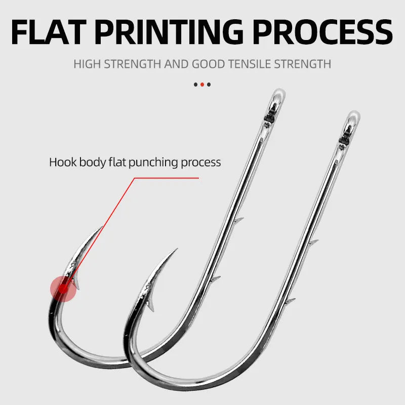 ShareShark 50pcs/box 92247 High Carbon Steel Fish Hook Long Handle with Barbed Curved lifestyle view