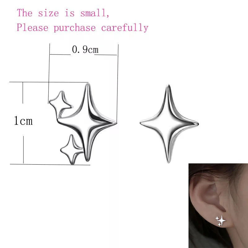 Ventfille 925 Sterling Silver Star Earring for Women Girl Simple Tassels Chain Fashion close-up view