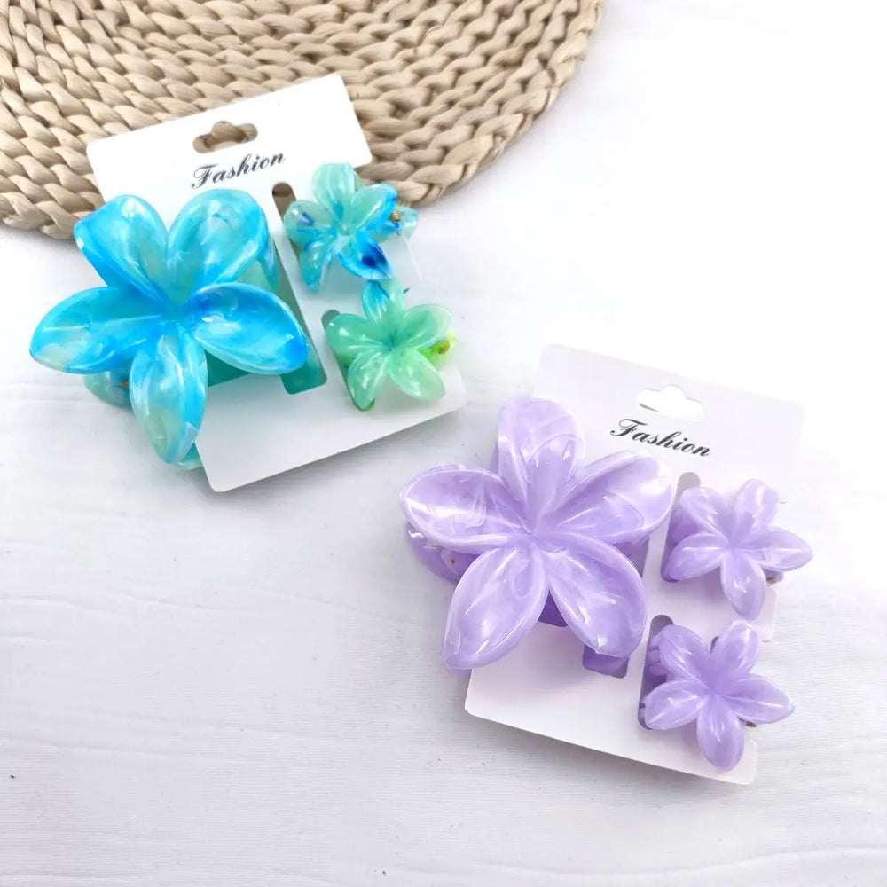 3/6/9/12PCS Hawaiian Gradient Flower Hair Claw Clip For Women Girl Fashion Plastic No alternate view