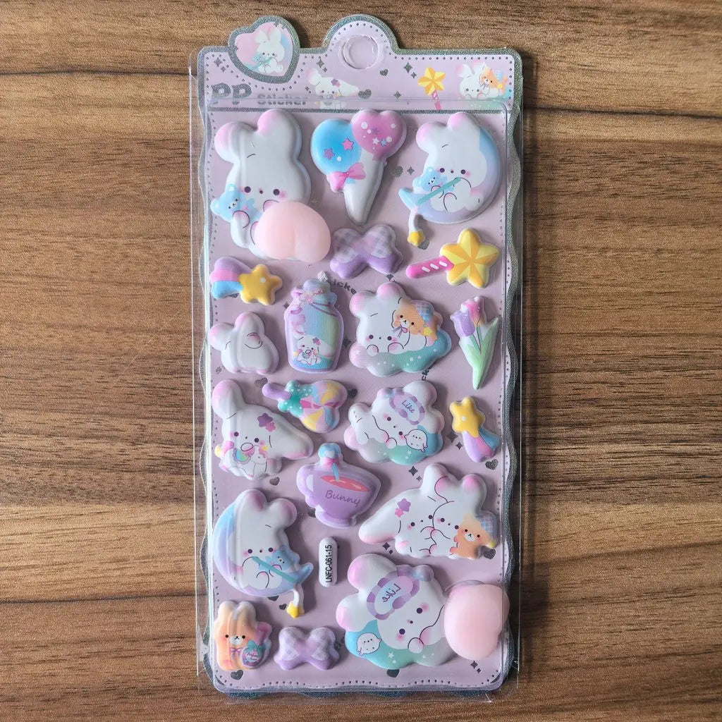 3D Cartoon Sticker Pack | Cute Decorative Embellishment for Planners and Devices detail view