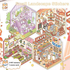 3D Simulation Cabin Stickers Set | Creative Cartoon DIY Landscape Decals for Kids detail view