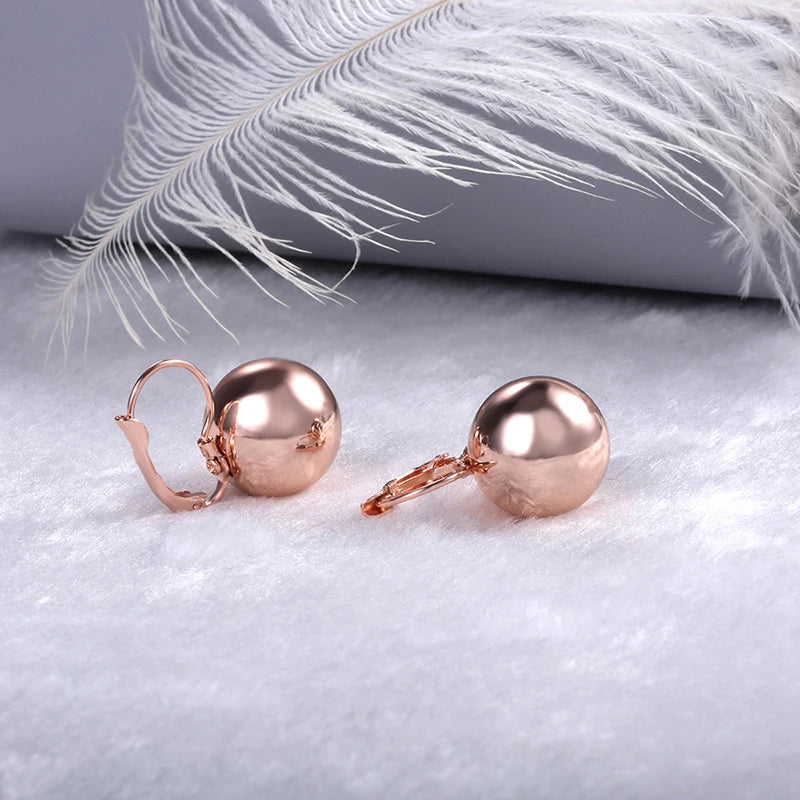 Smooth Ball Drop Earrings for Women | Creative Gold White Rosegold Dangle Jewelry additional angle