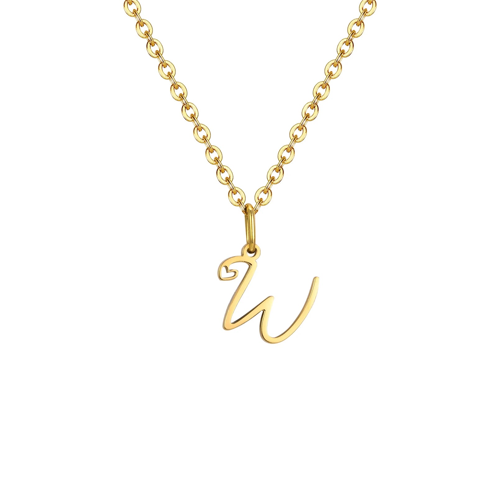 Dainty Heart Initial Necklace for Women, Gold Plated A-Z Letter Pendant, Waterproof S alternate view