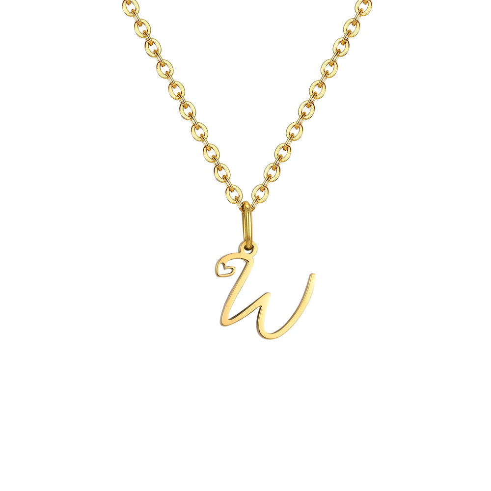 Dainty Heart Initial Necklace for Women, Gold Plated A-Z Letter Pendant, Waterproof S alternate view