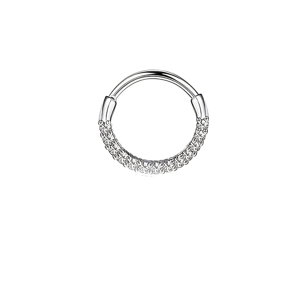 1-5pcs 16G Fashion 316L Stainless Steel CZ Hinged Septum Clicker Nose Hoop Rings,Daith close-up view