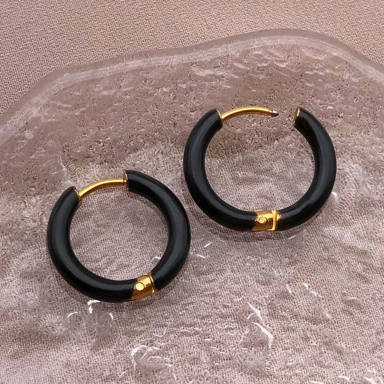 2pcs Candy Color Enamel Hoop Earrings | Sweet Summer Stainless Steel Jewelry alternate view