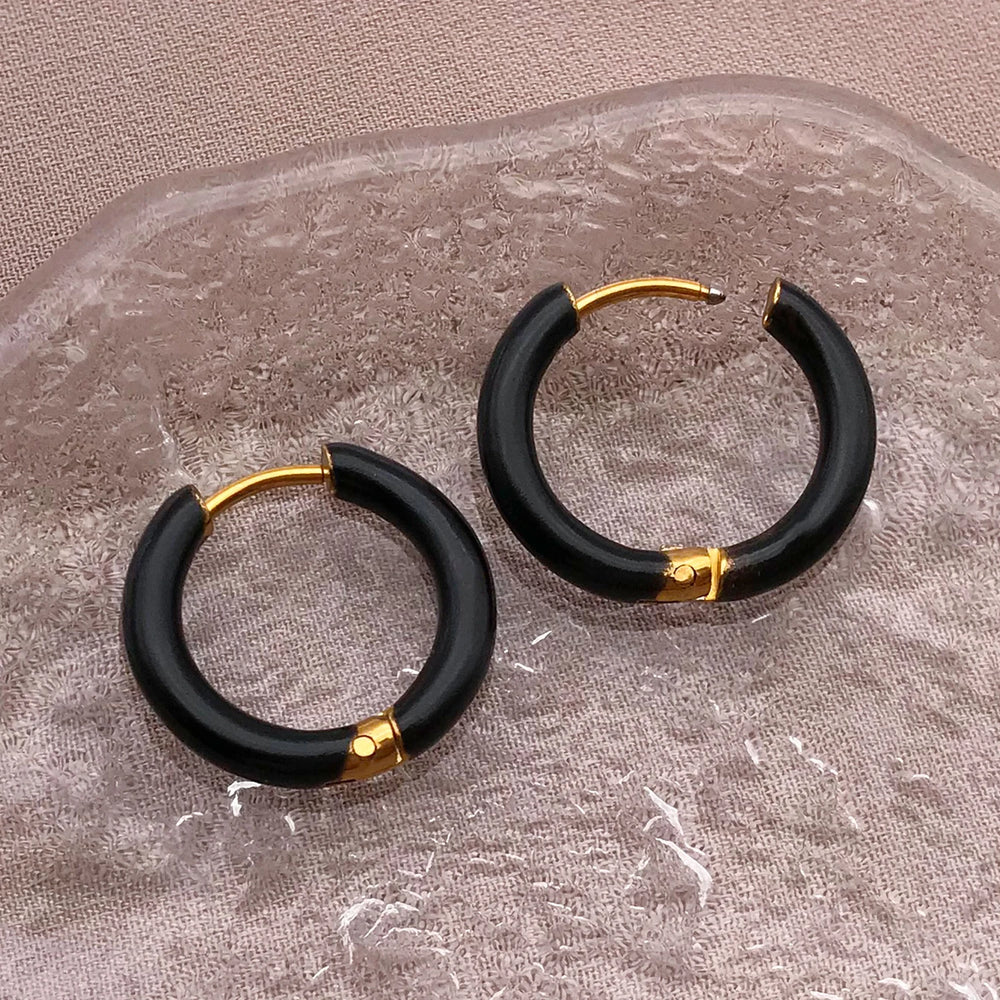 2pcs Candy Color Enamel Hoop Earrings | Sweet Summer Stainless Steel Jewelry alternate view
