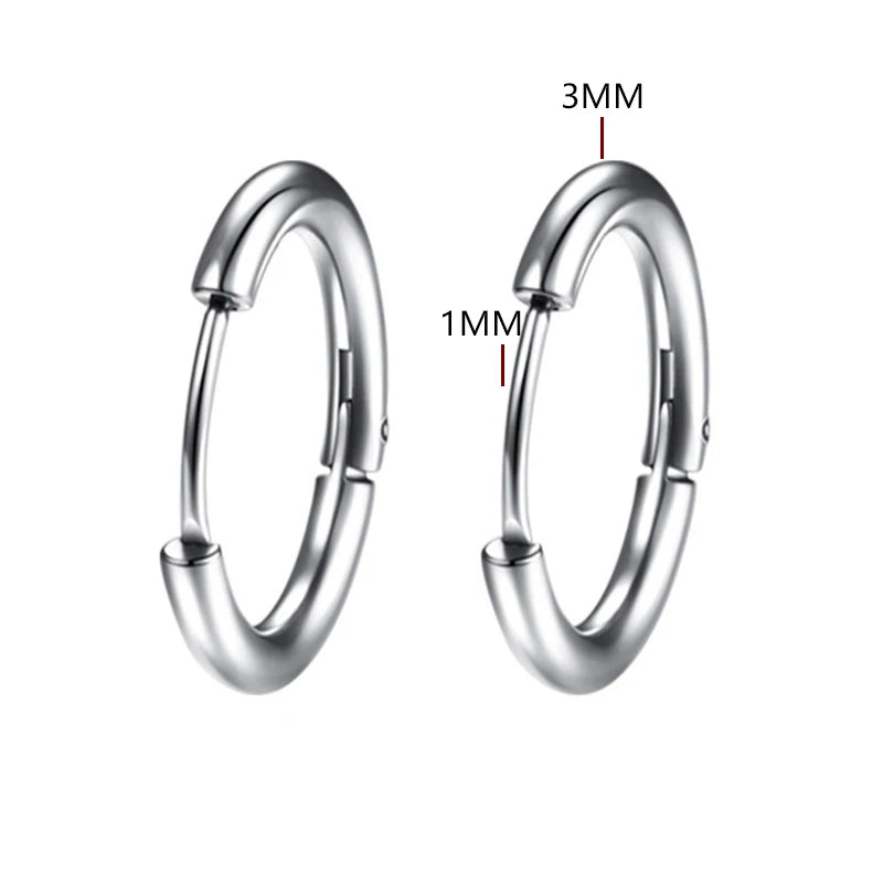 2pc Stainless Steel Small Hoop Earrings | Unisex Punk Hip Hop Huggie Earrings alternate view