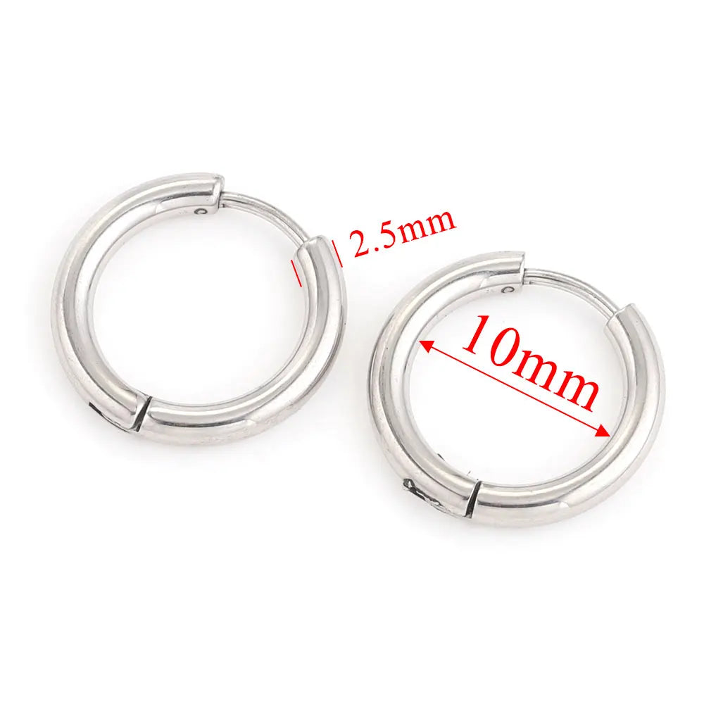 6pcs Stainless Steel Hoop Earrings Set | Hypoallergenic Korean Style Earrings for Women detail view